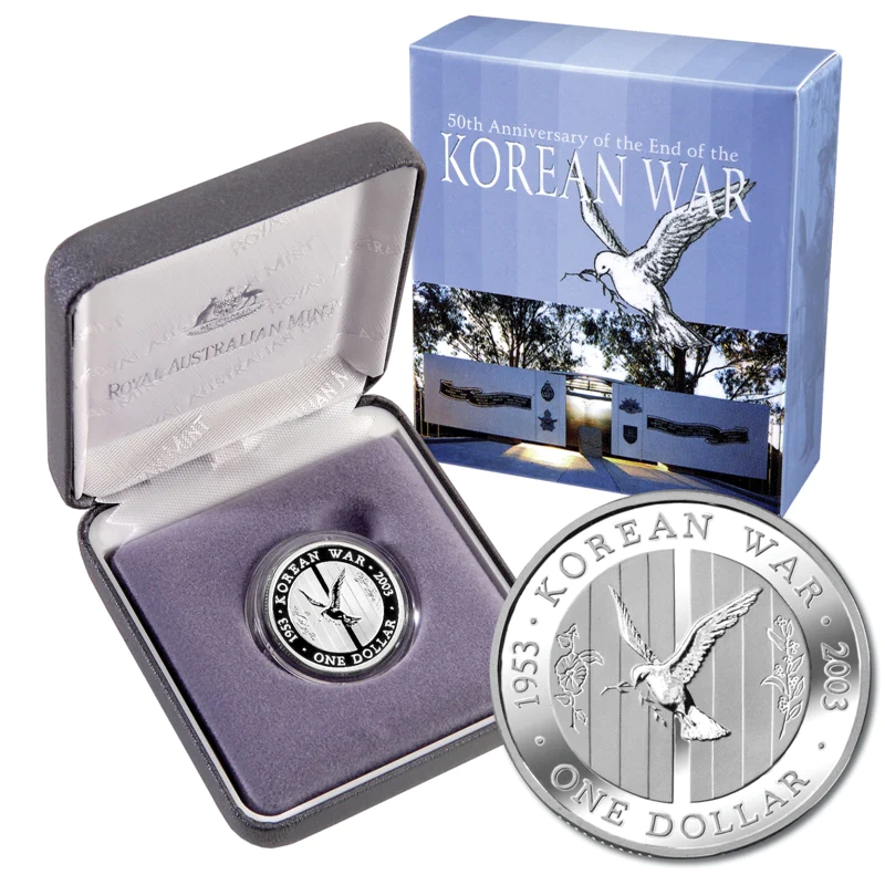 2003 RAM $1 Ann. Of The End Of Korean War Silver Proof Coin - Box & COA