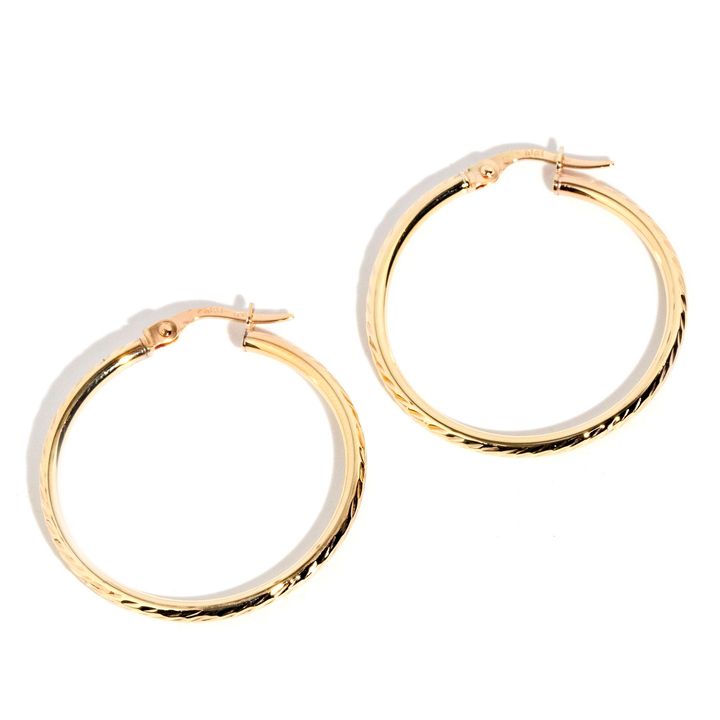 Italian Made 10 Carat Gold Hoop Earrings,