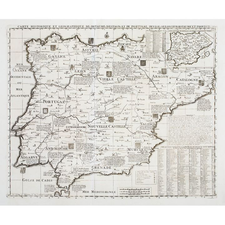 Henri Abraham Chatelain | Carte historique et geographique des Royaumes de Spagne et de Portugal