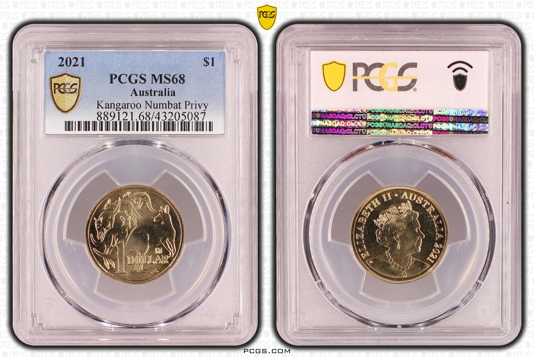 2021 Australia One Dollar, $1 Kangaroo Numbat Privy PCGS - MS68 -087