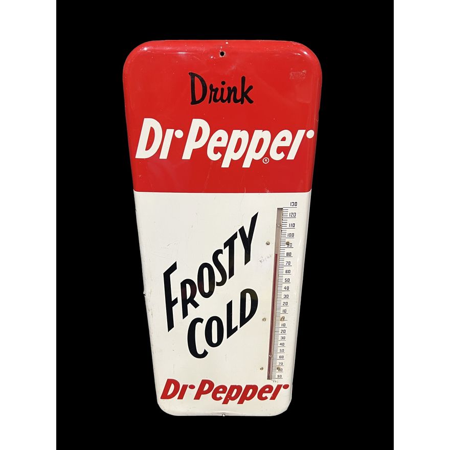 Dr. Pepper Frosty Cold Tin Metal Soda Thermometer Sign