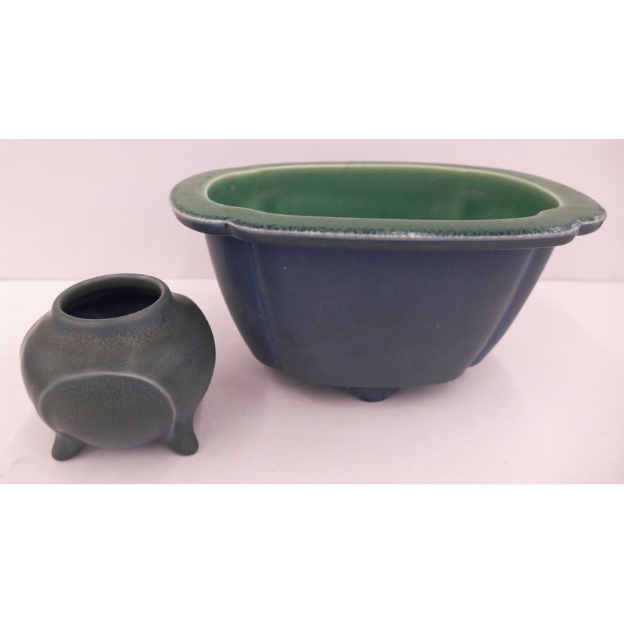 2pc Rookwood 5'' Gardninere and 3'' Footed Vase
