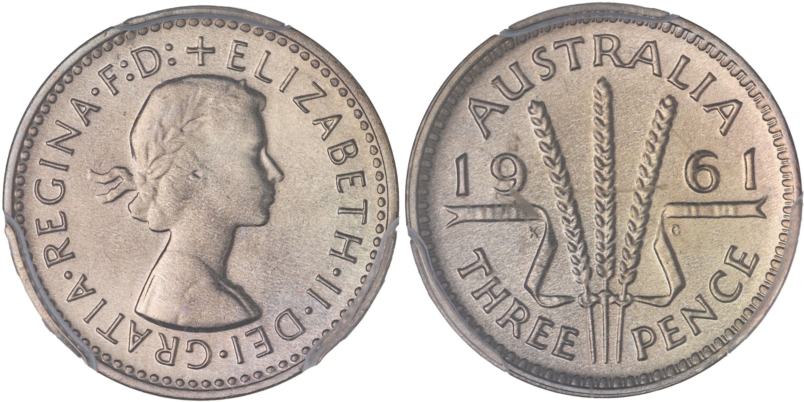 Elizabeth II, Threepence, 1961, PCGS PR67