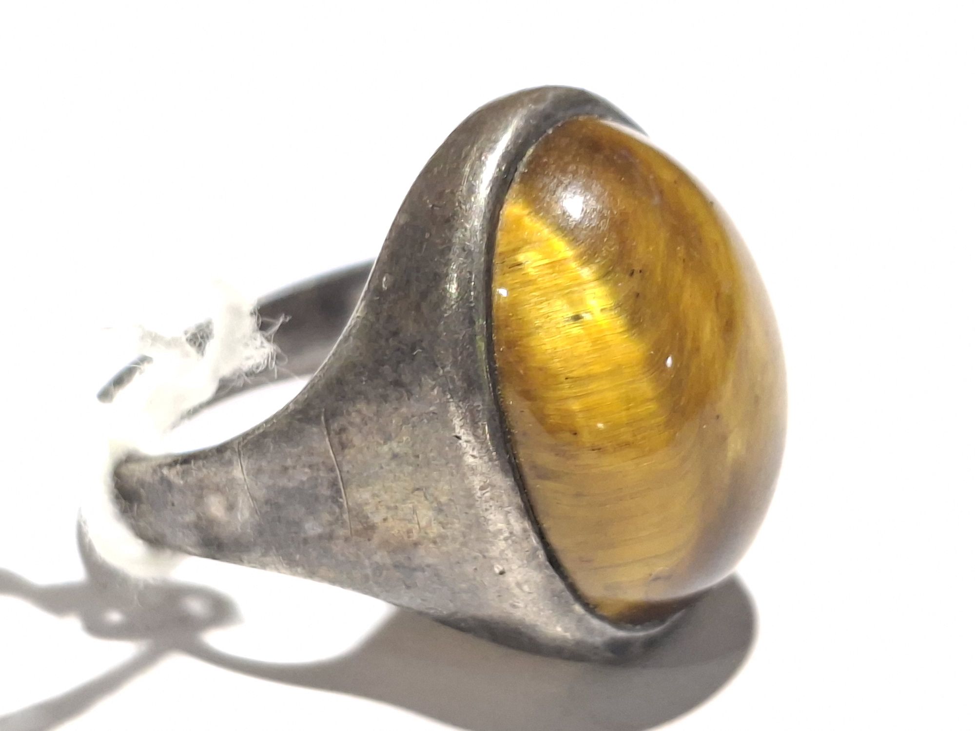 Gents Silver Tiger Eye Dress Ring