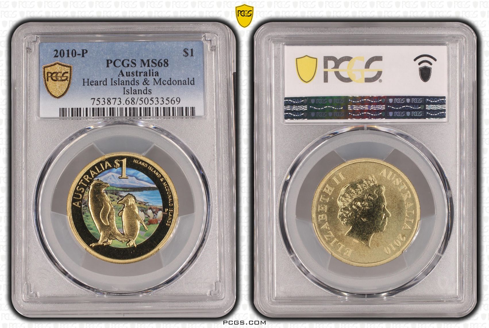 Heard Islands & Mcdonald Islands, One Dollar, 2010-P, PCGS MS68