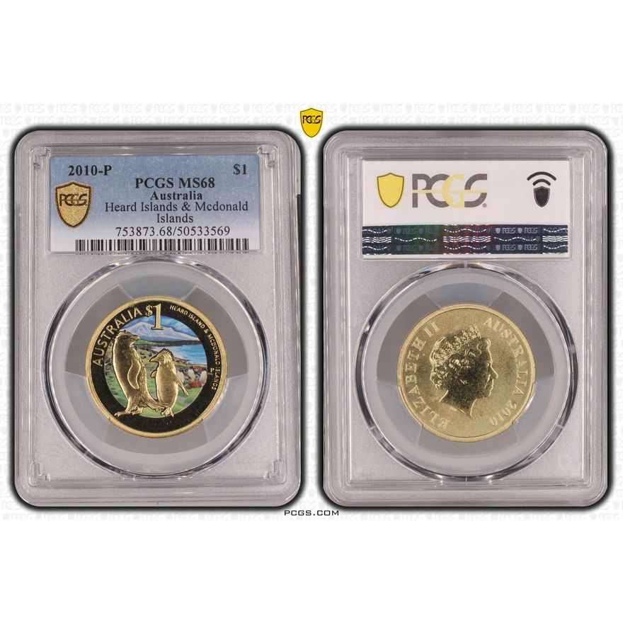 Heard Islands & Mcdonald Islands, One Dollar, 2010-P, PCGS MS68