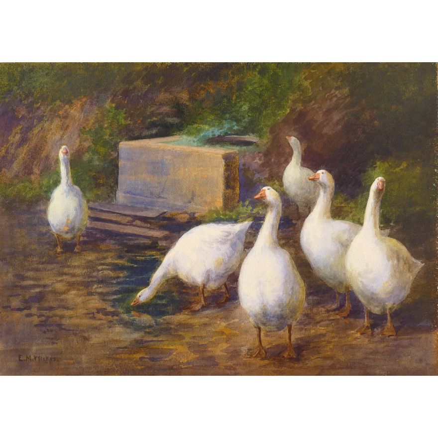 Ethel Marian Wickes (1872-1940 California) 'Geese' Watercolor