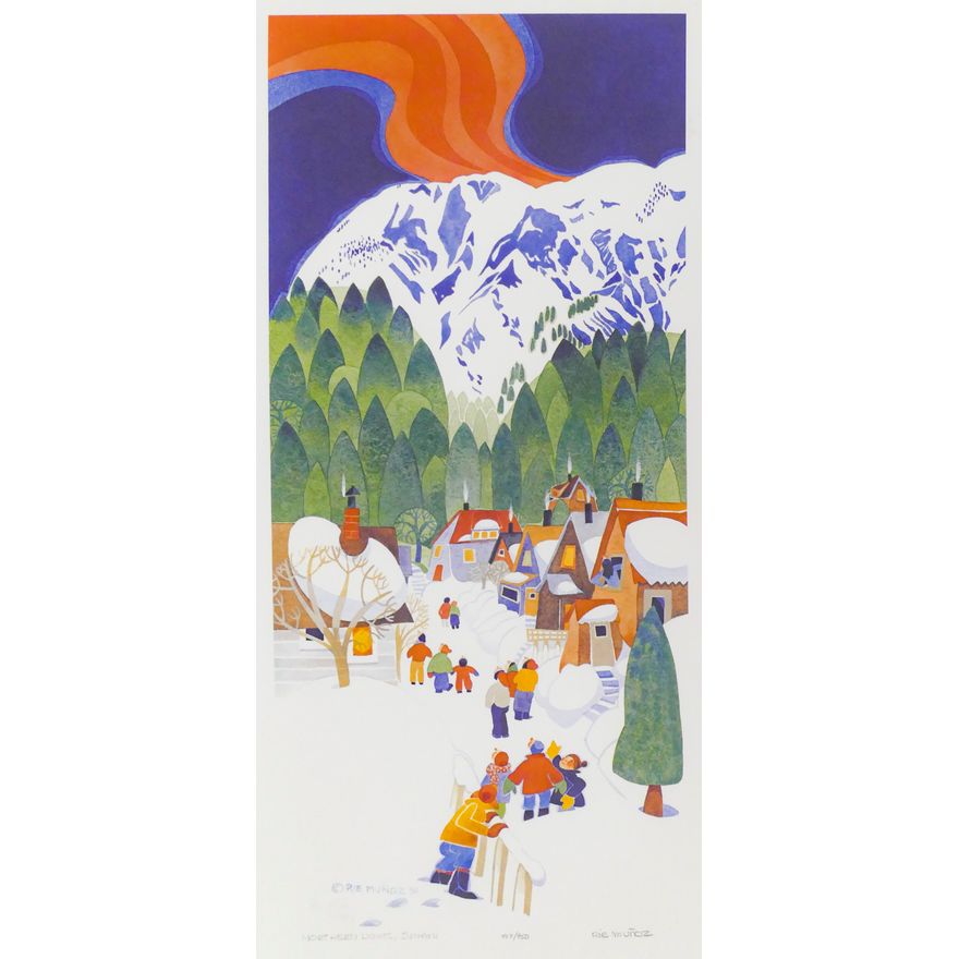 Rie Munoz ''Northern Lights, Juneau'' 1991 Signed Print 25''x13.5'' Sheet.