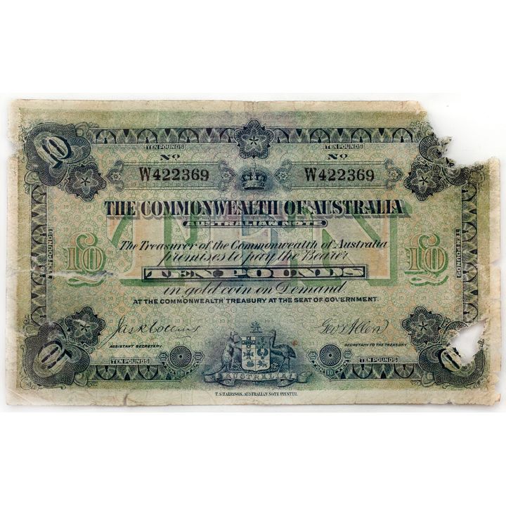 Collins/Allen, Ten Pounds, 1913, Good