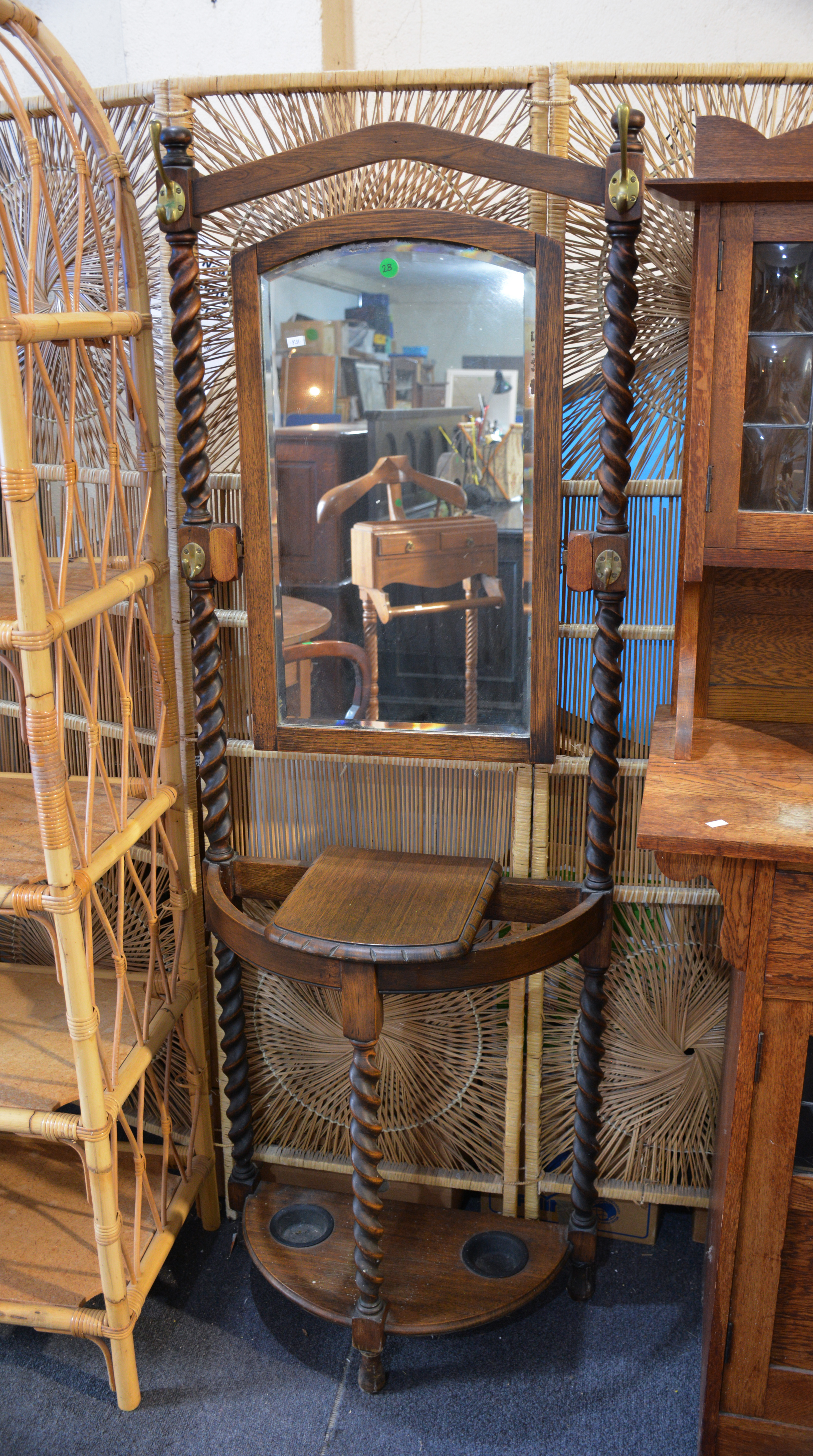 Antique Oak Barley Twist Hall Stand — sold at auction in New Zealand for $230
