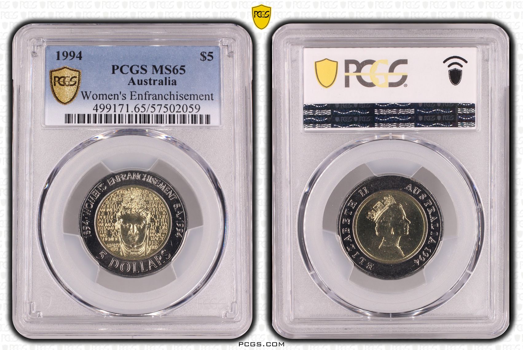 Women's Enfranchisement, Five Dollar, 1994, PCGS MS65