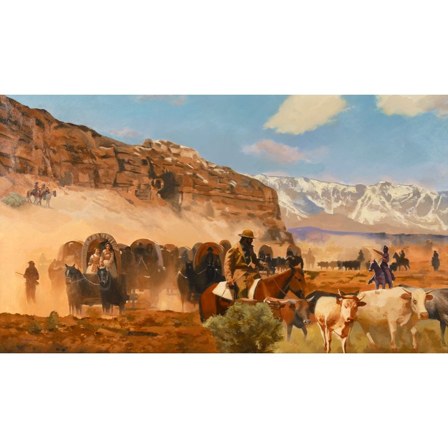 Jim Carson (1942- ): Westward Emigrant Wagon Train, 2025