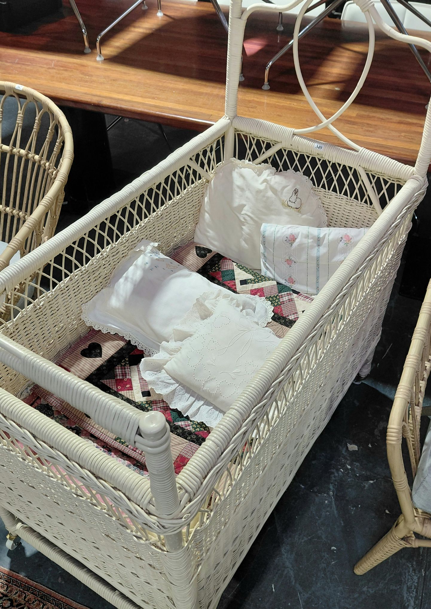 349 · VINTAGE CANE DOLLS COT