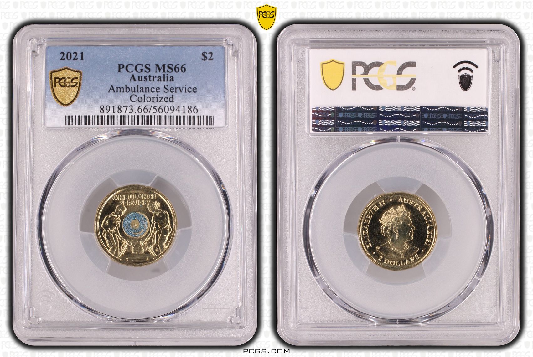 Ambulance Service - Colorized, Two Dollar, 2021, PCGS MS66