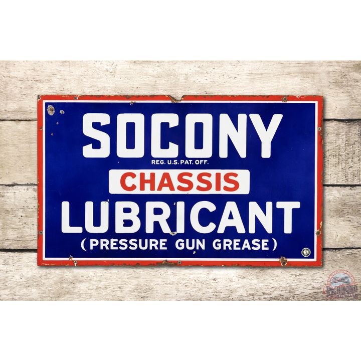 Socony Chassis Lubricant Porcelain Sign TAC 7.5