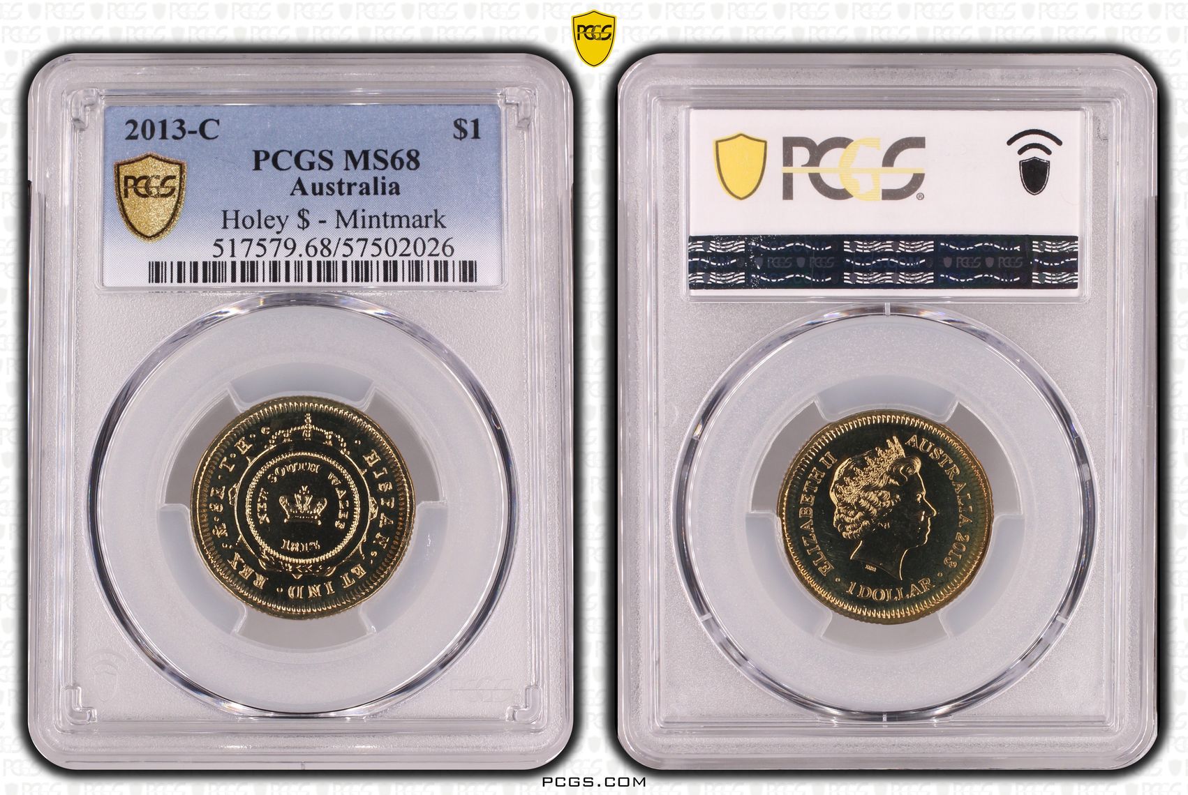 Holey Dollar - Mintmark, One Dollar, 2013-C, PCGS MS68