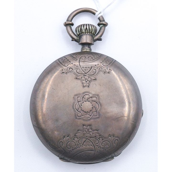 Antique W. Huguenin & Co. Key Wind Coin Silver Pocket Watch 55mm