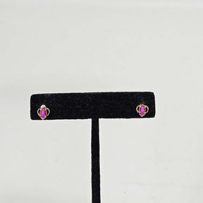 14K Yellow Gold Pink Star Sapphire Pierced Earrings