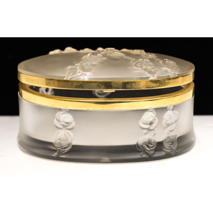 Lalique Coppelia Rose Crystal Powder Box