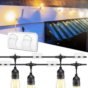 OUTDOOR LIGHT CLIPS, 50 PACK LARGE OUTDOOR ADHESIVE HOOKS 2 X PCS