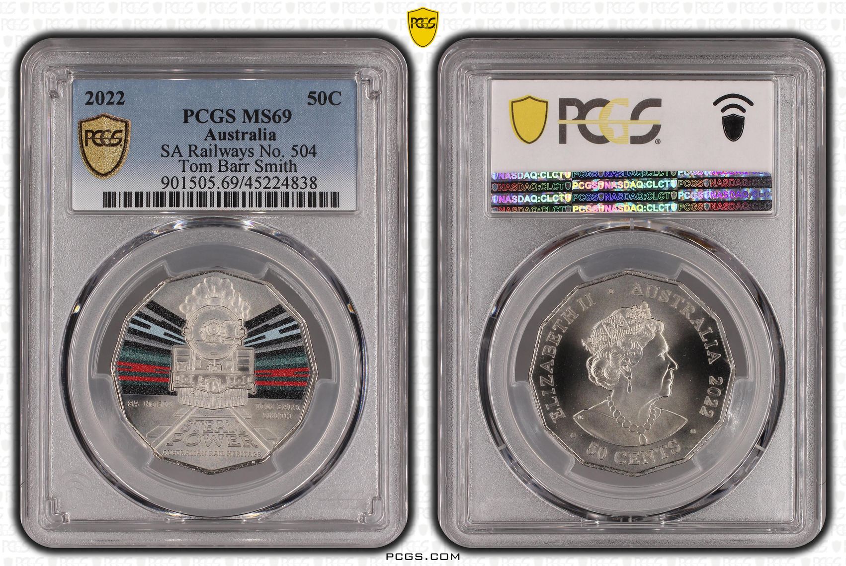 Elizabeth II, SA Railways, Fifty Cent, 2022, PCGS MS 69