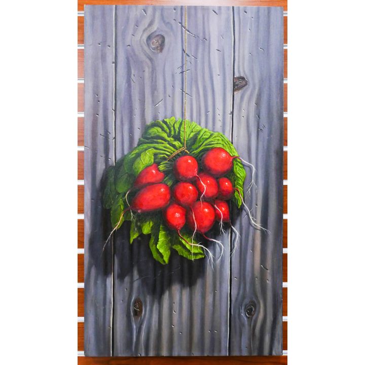 Thomas Brown Radish Trompe L'oeil Painting- 30x17''