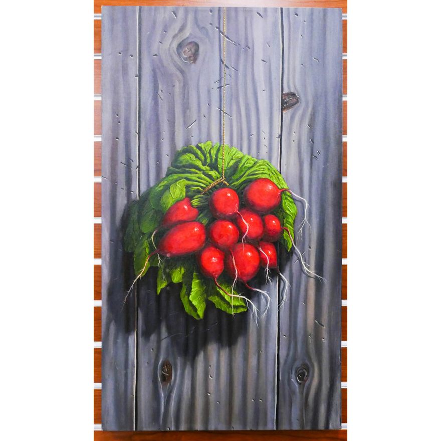 Thomas Brown Radish Trompe L'oeil Painting- 30x17''