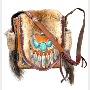 Awesome Handmade Leather And Turquoise Purse