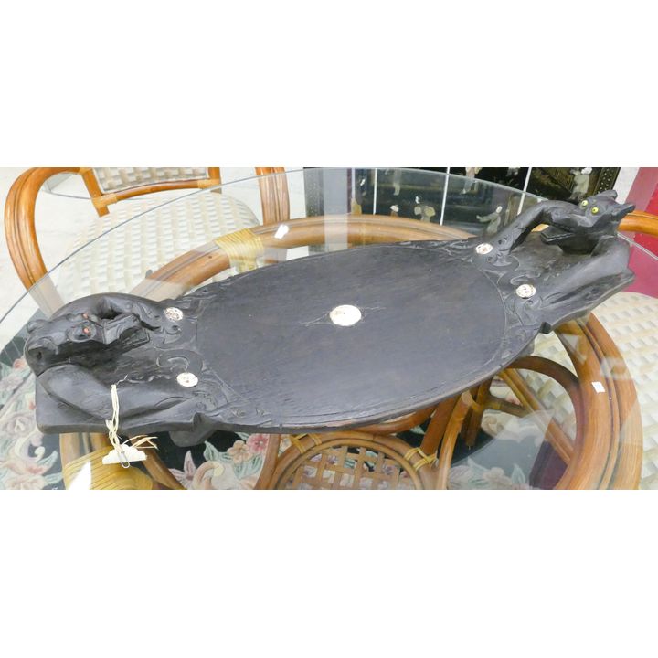 Indonesian Jackfruit Wood Double Dragon Stool- 29x12''
