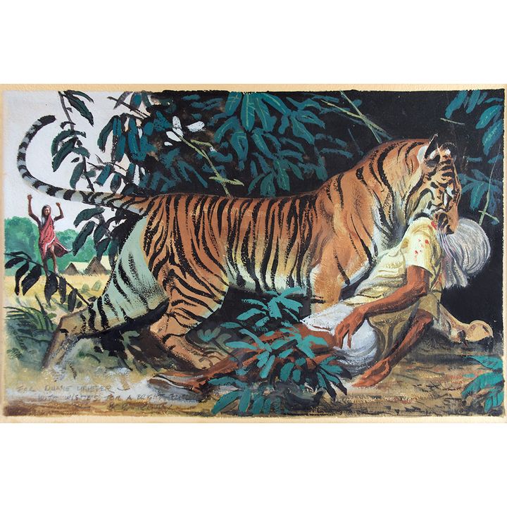 Bob Kuhn (1920-2007), Tiger Attack Illustration