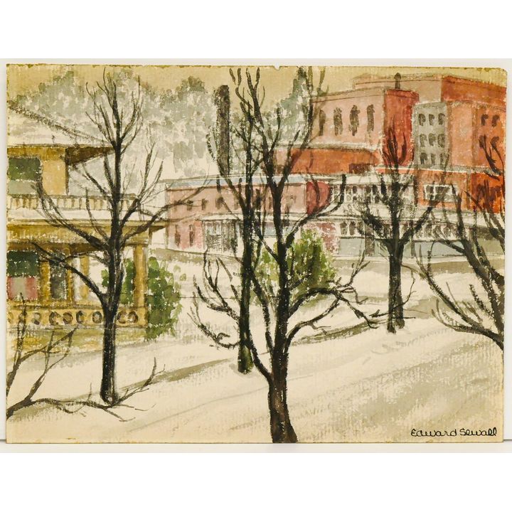 Edward Sewall ''Street Scene'' WPA Era Watercolor