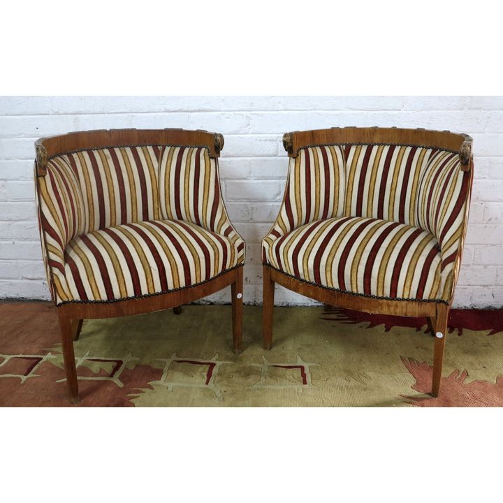 PAIR OF UPHOLSTERED TUB CHAIRS
