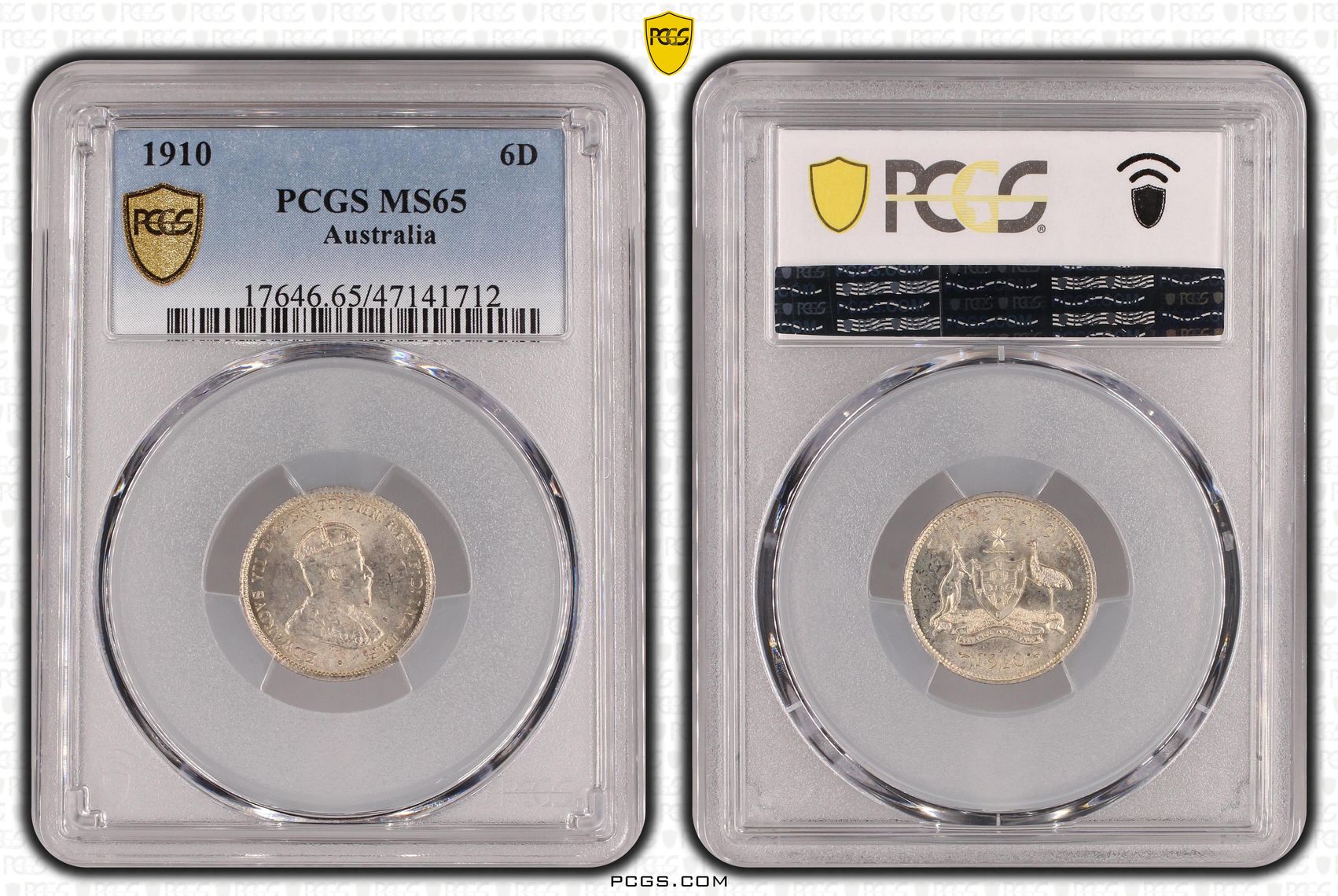 Sixpence, 1910, PCGS MS 65