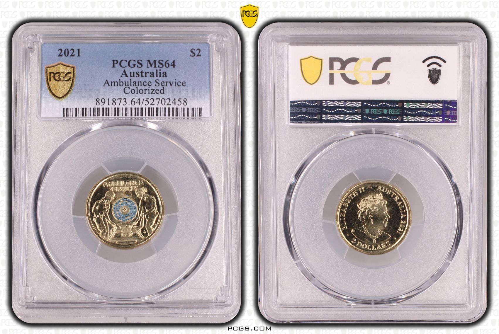 Ambulance Service Colorized, Two Dollar, 2021, PCGS MS64