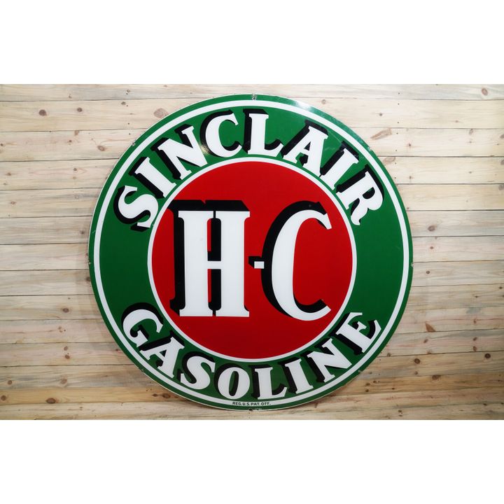 6' Sinclair H-C Gasoline Double Sided Porcelain ID Sign TAC 8.9 & 8.75