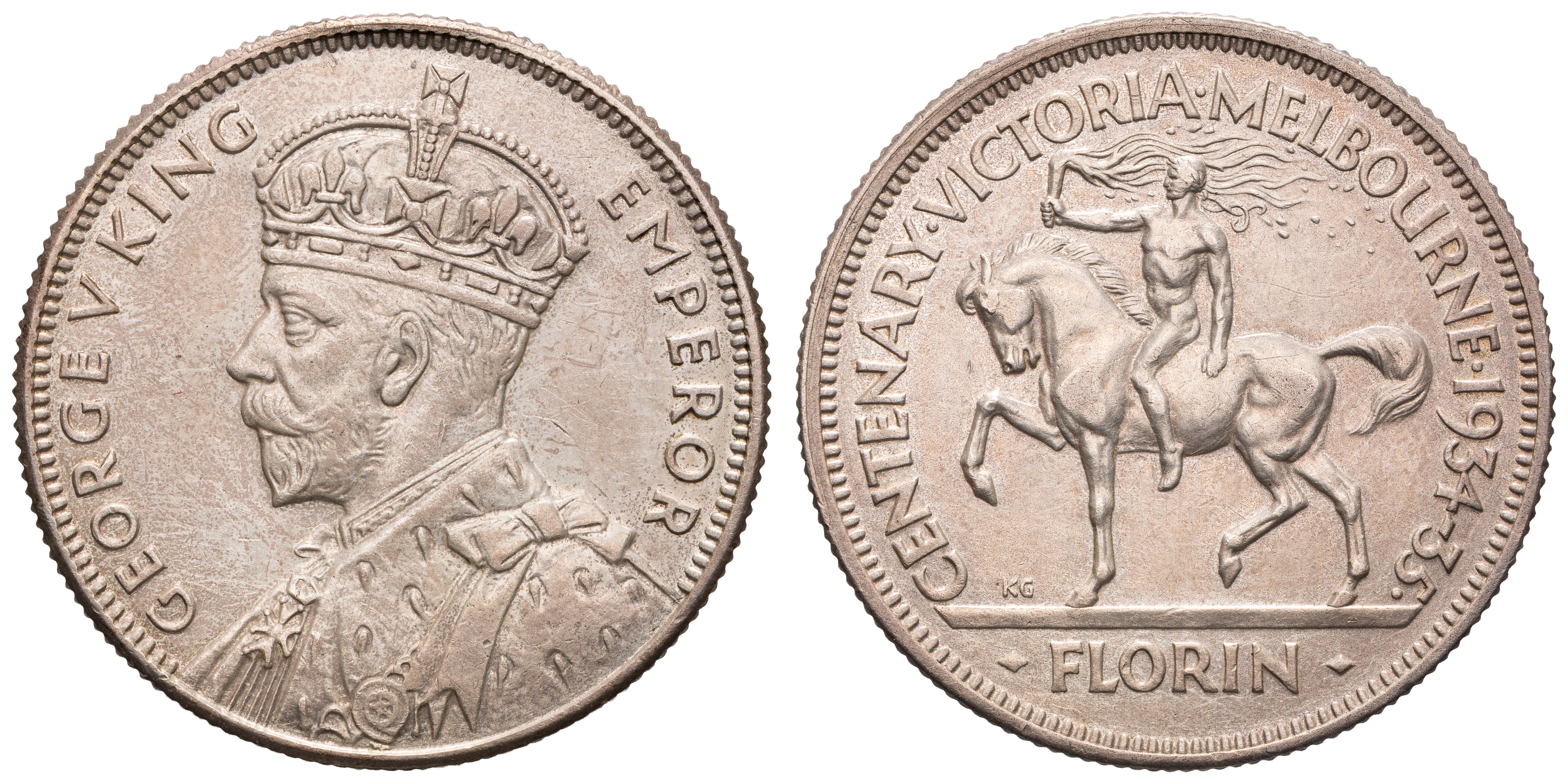 George V, Florin, 1934-35, EF