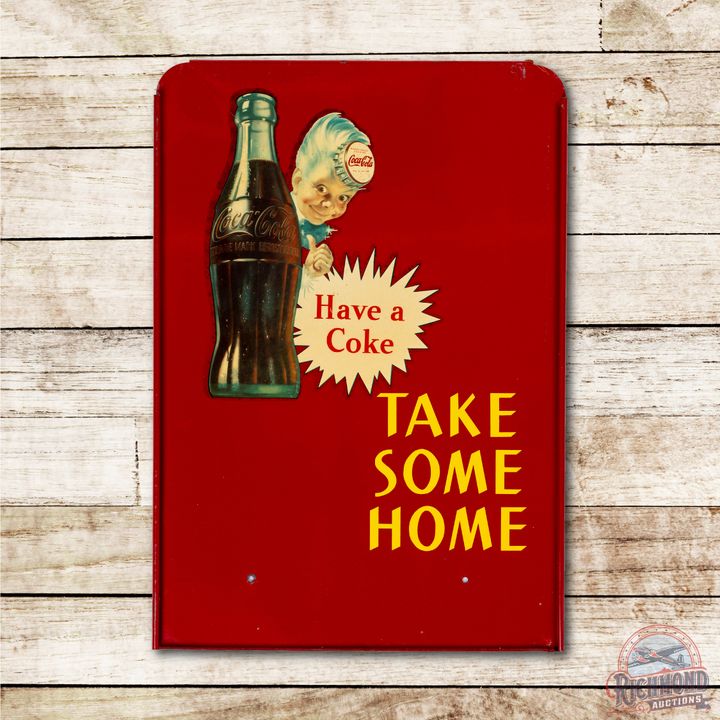 Coca Cola Have A Coke Take Some Home w/ Sprite Boy Tin Rack Sign