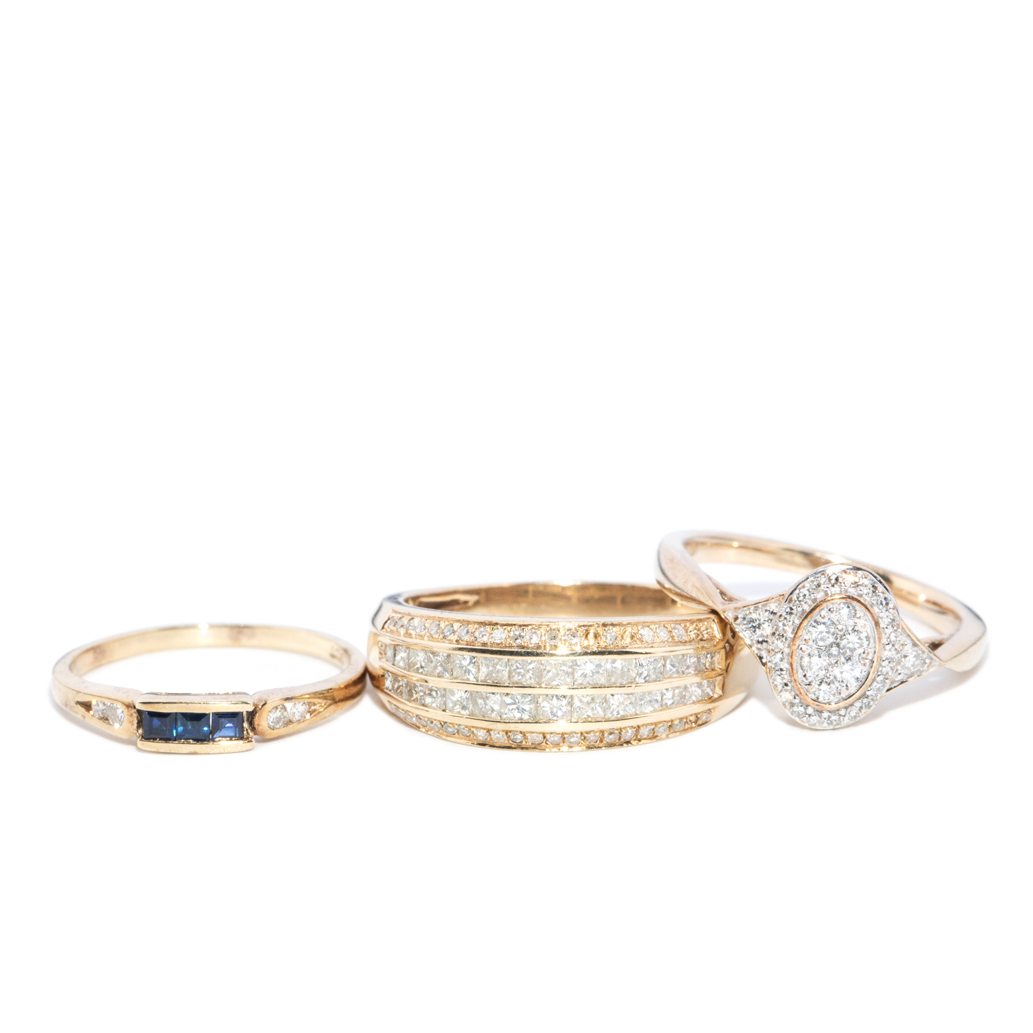 147 · Three Gold & Diamond Rings