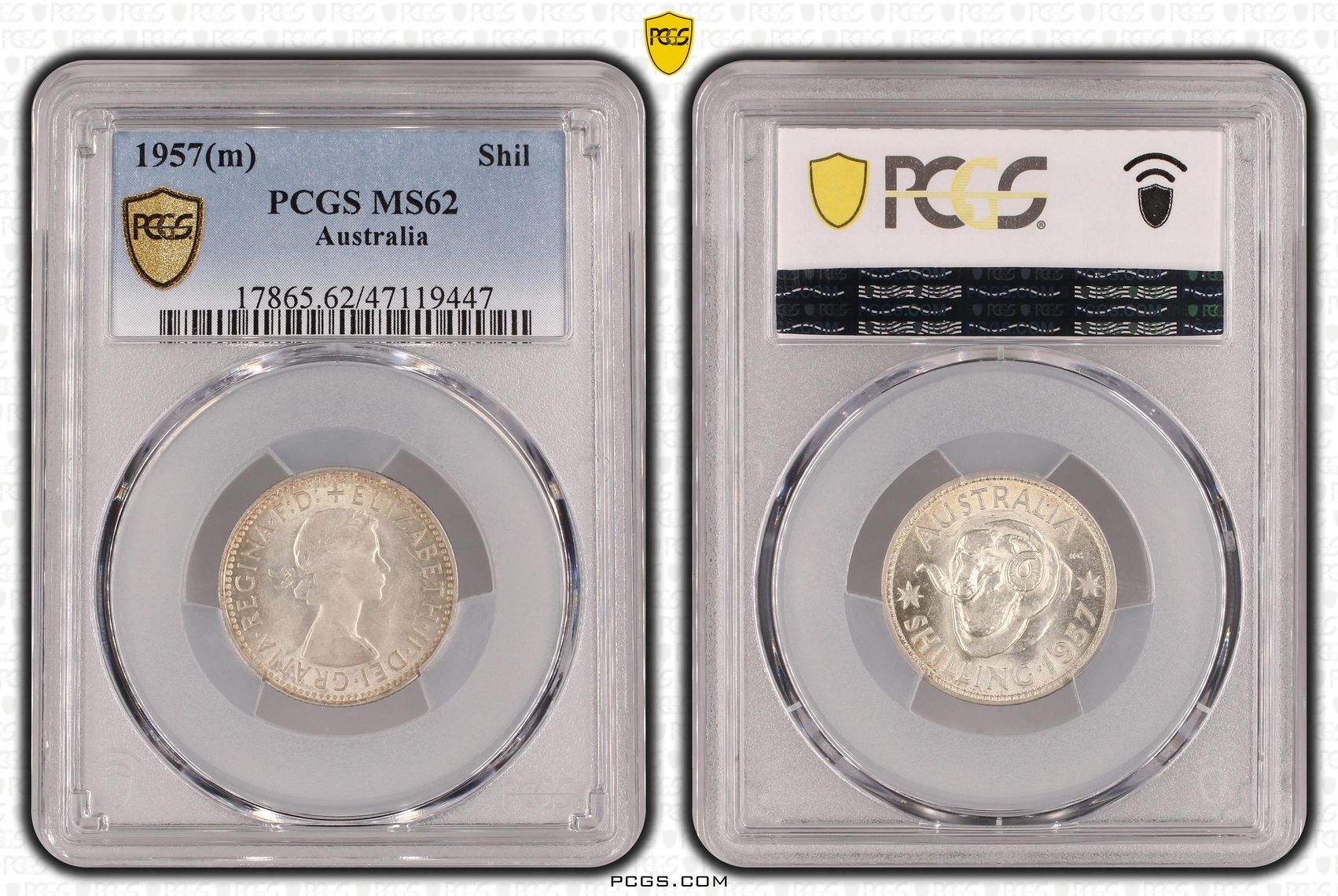 Elizabeth II, Shilling, 1957(m), PCGS MS62