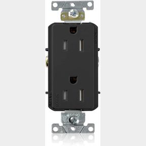 1 LEVITON 15 AMP, 125 VOLT, DECORA PLUS DUPLEX RECEPTACLE, STRAIGHT BLADE, TAMPER RESISTANT, COMMERCIAL GRADE, SELF GROUNDING, TDR