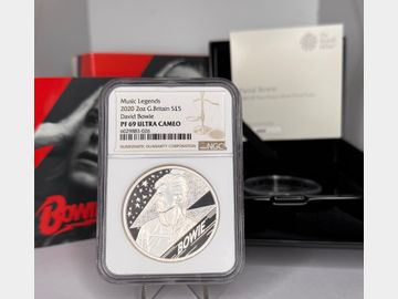 2020 MUSIC LEGENDS SERIES 'DAVID BOWIE' 2oz SILVER PROOF 5 POUND COIN PF69 UCAM