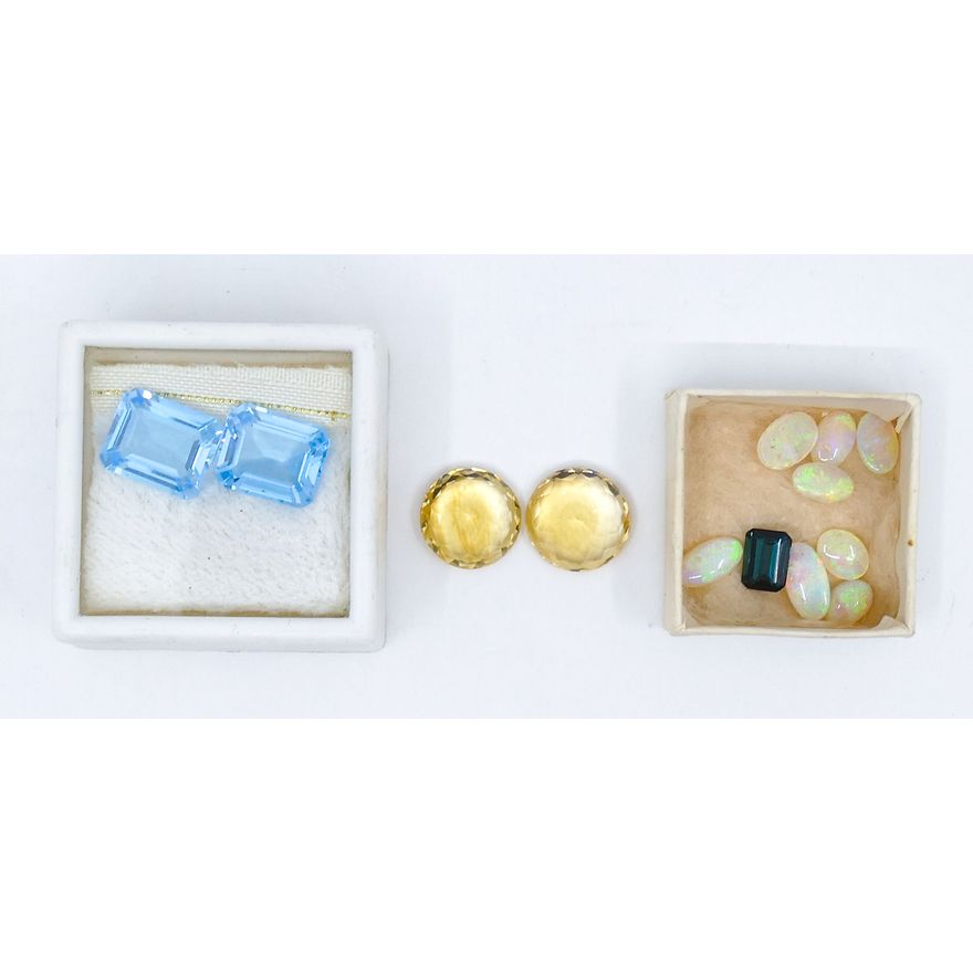 Box Loose Topaz and Opal Gemstones