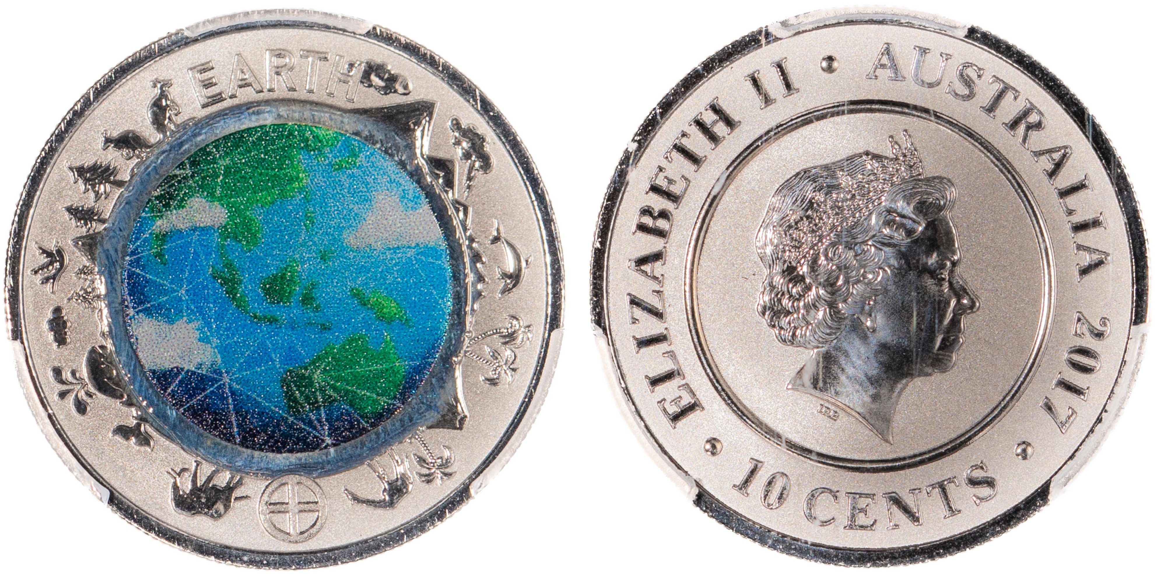Elizabeth II, Planetary Coins - Earth, Ten Cent, 2017, PCGS MS 69