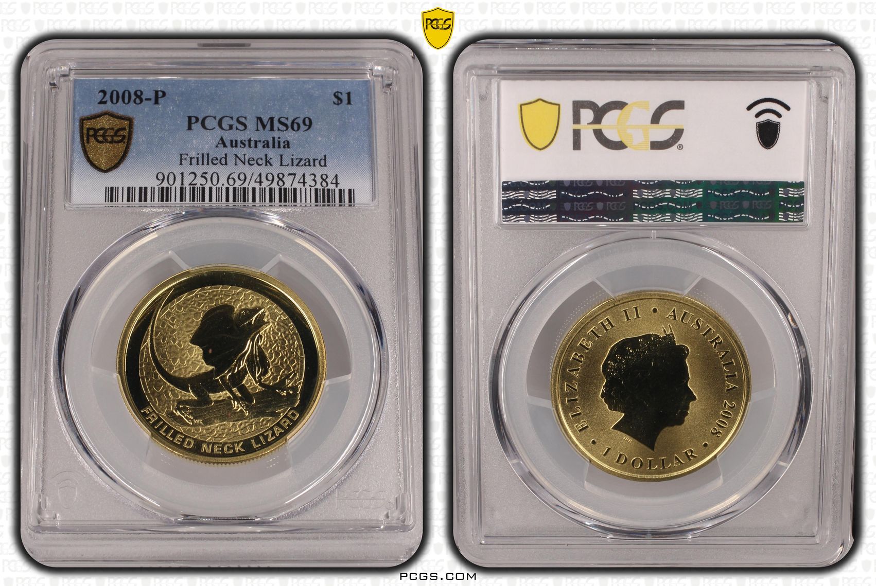 Frilled Neck Lizard POP 2/0, One Dollar, 2008-P, PCGS MS69