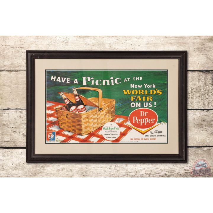 Framed Dr. Pepper New York World's Fair Picnic Poster Sign