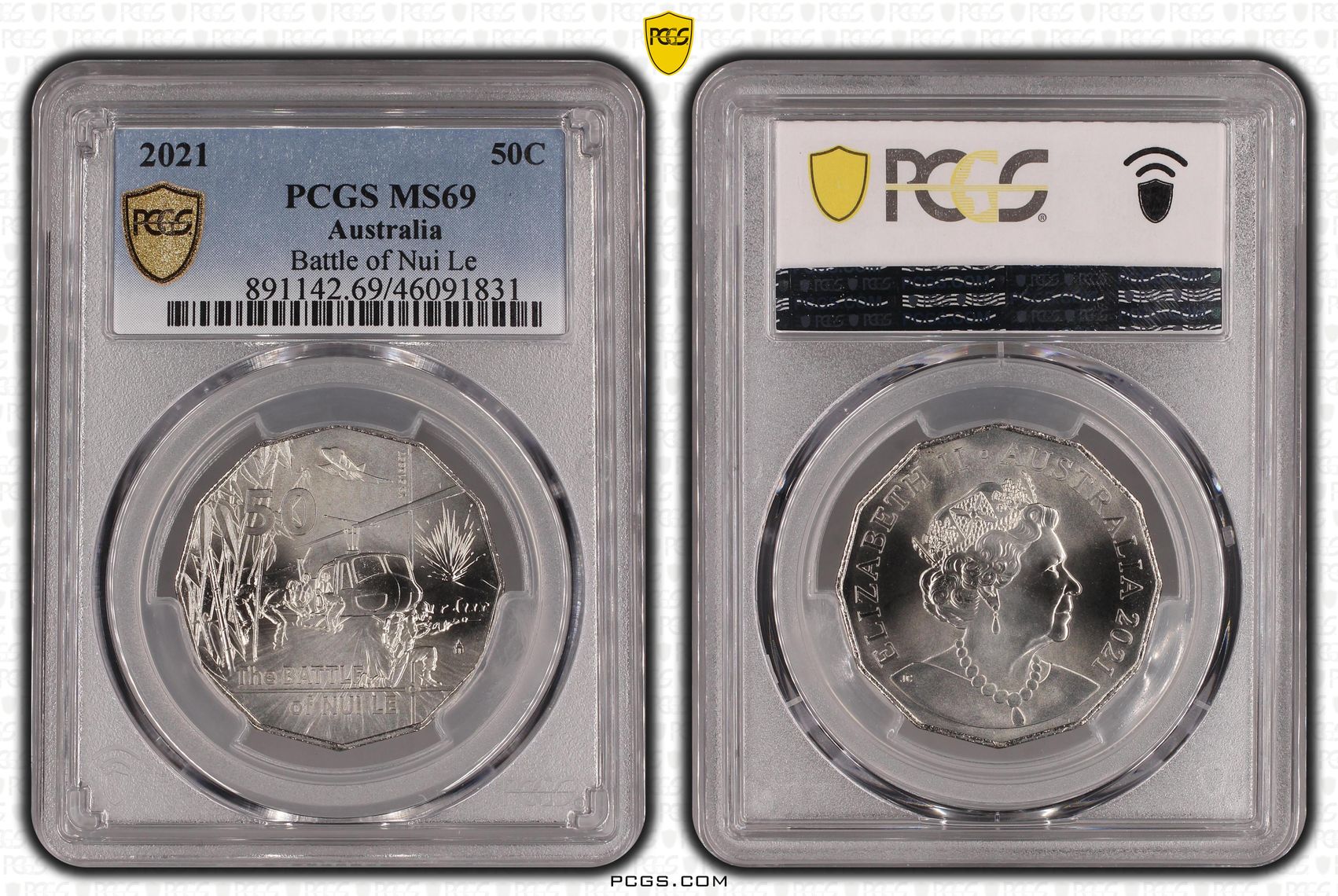371 · Battle of Nui Le, Fifty Cent, 2021, PCGS MS69