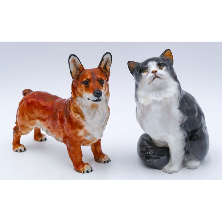 2pc Royal Doulton Cat and Dog Figurines 5'' - HN999, 2558