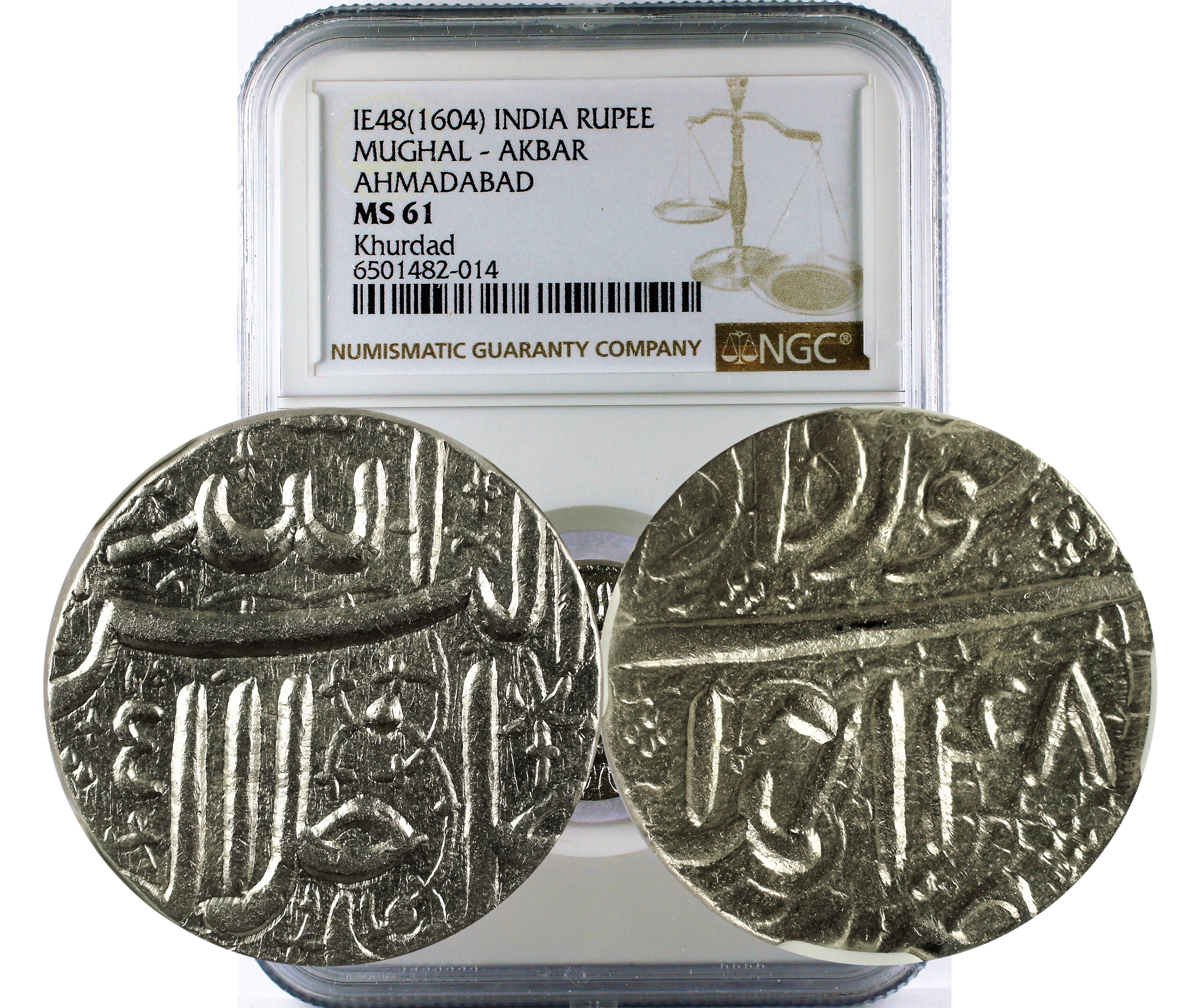 IE48(1604) INDIA MUGHAL - AKBAR AHMADABAD RUPEE MS 61