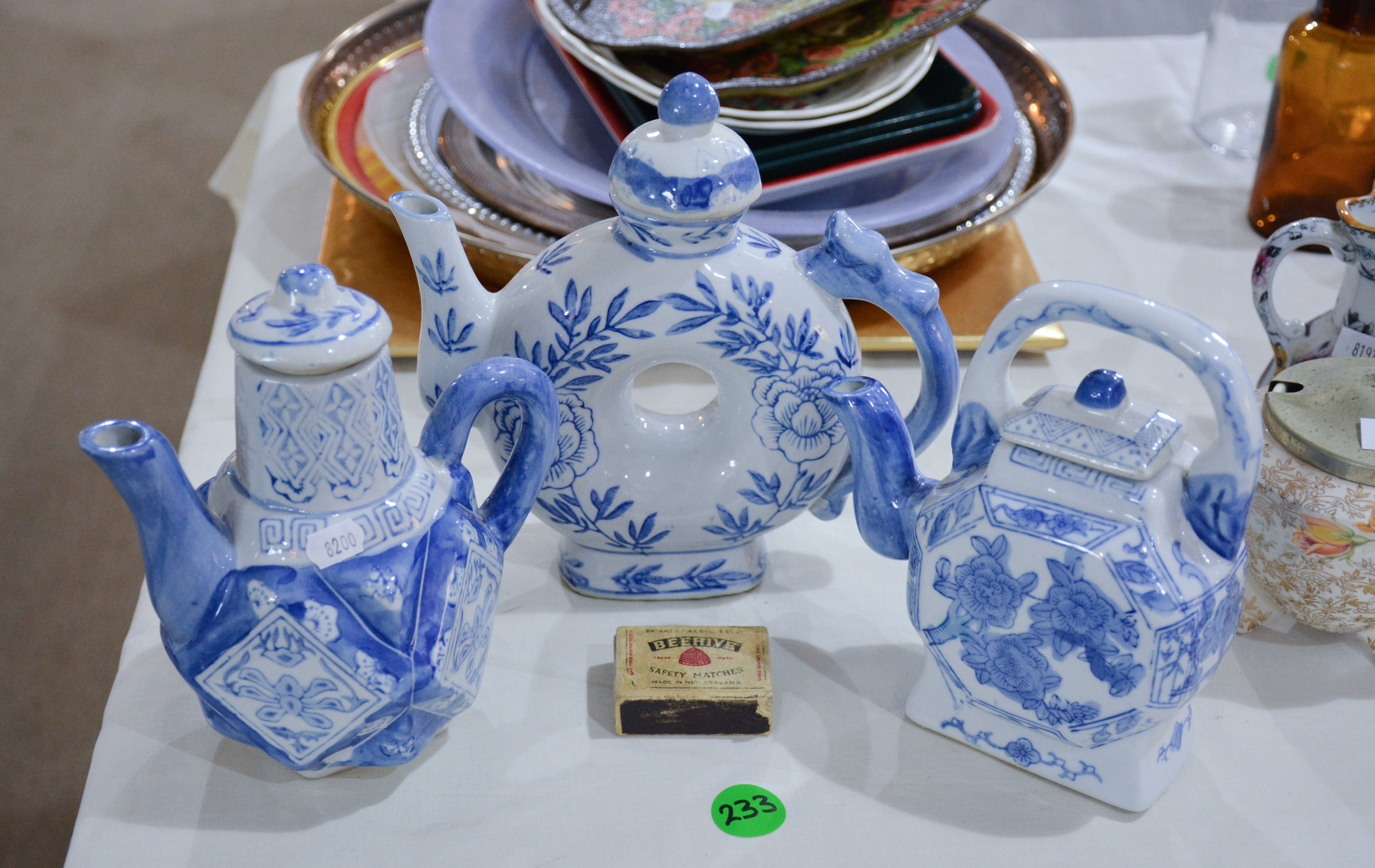 Blue and White Chinese Teapots x 3 — sold at auction in New Zealand for $10