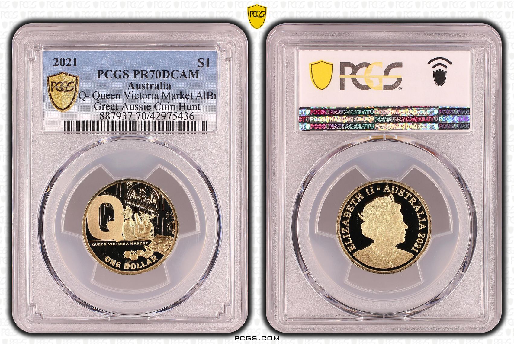 Elizabeth II, Q- Queen Victoria Market, Great Aussie Coin Hunt, One Dollar, PR70DCAM , 2021 PCGS POP - 1/0